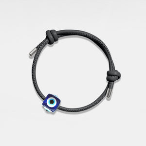 Evil Eye Cube Charm Leather Rope Bracelet - Perimade & Co.