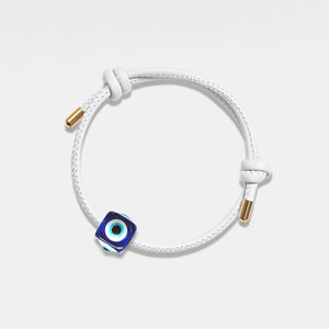 Evil Eye Cube Charm Leather Rope Bracelet - Perimade & Co.