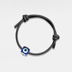 Evil Eye Cube Charm Leather Rope Bracelet - Perimade & Co.