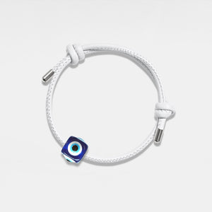 Evil Eye Cube Charm Leather Rope Bracelet - Perimade & Co.
