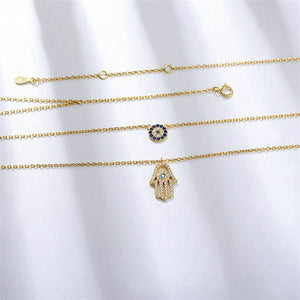 Evil Eye Hamsa Double Layering Necklace - Perimade & Co.
