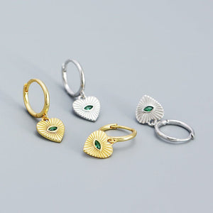 Evil Eye Heart Dangle Drop Hoop Earrings - Perimade & Co.
