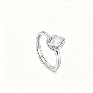 Dainty Blue Teardrop Halo Open Band Ring