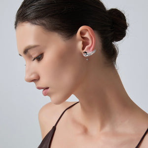 Swan Bird Statement Climber Earrings