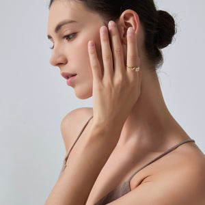 Rose Quartz Leaf Stacking Statement Ring