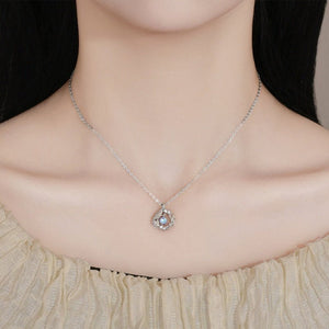 Feather Vine Moonstone CZ Pendant Necklace - Perimade & Co.