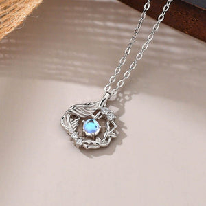 Feather Vine Moonstone CZ Pendant Necklace - Perimade & Co.