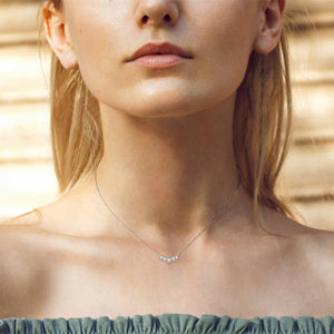 Five - Stone Moissanite Bar Pendant Necklace - Perimade & Co.