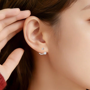 Floral CZ Branch Curved Lobe Hugger Earrings - Perimade & Co.