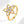 Gold ring with diamond floral design on a white background