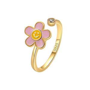 Flower Smiley Anxiety Fidget Spinner Ring - Perimade & Co.
