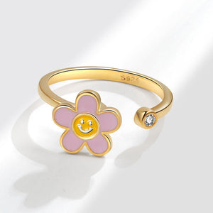 Flower Smiley Anxiety Fidget Spinner Ring - Perimade & Co.
