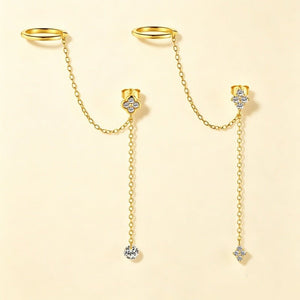 Flower Star Stud Ear Cuff Chain Drop Earrings - Perimade & Co.