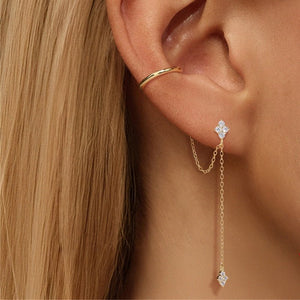 Flower Star Stud Ear Cuff Chain Drop Earrings - Perimade & Co.