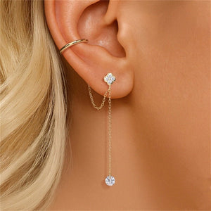 Flower Star Stud Ear Cuff Chain Drop Earrings - Perimade & Co.