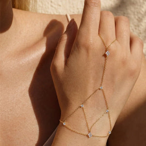 Four Leaf Clover CZ Hand Chain Ring Bracelet - Perimade & Co.