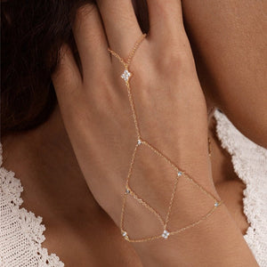 Four Leaf Clover CZ Hand Chain Ring Bracelet - Perimade & Co.