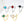 Set of six colorful ring designs on a white background