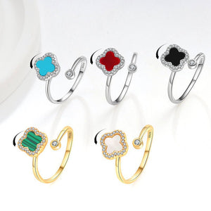 Set of six colorful ring designs on a white background