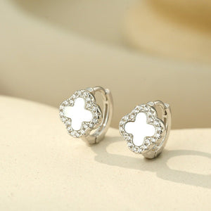 Four Leaf Clover Halo Huggie Hoop Earrings - Perimade & Co.