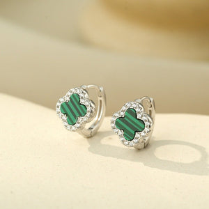 Four Leaf Clover Halo Huggie Hoop Earrings - Perimade & Co.