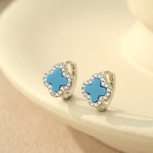 Four Leaf Clover Halo Huggie Hoop Earrings - Perimade & Co.