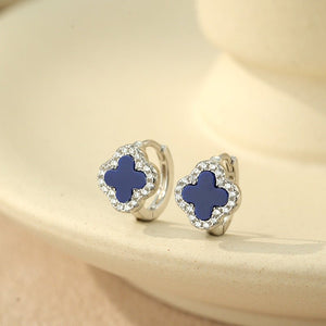 Four Leaf Clover Halo Huggie Hoop Earrings - Perimade & Co.