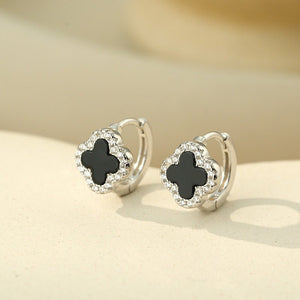 Four Leaf Clover Halo Huggie Hoop Earrings - Perimade & Co.