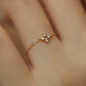 Four-Leaf Clover Slide Chain Adjustable Ring - Perimade & Co.