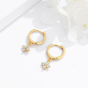 Four - Petal Flower Drop Hoop Earrings - Perimade & Co.