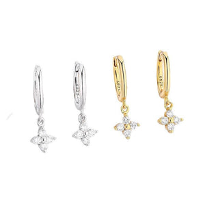 Four - Petal Flower Drop Hoop Earrings - Perimade & Co.