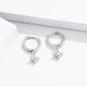 Four - Petal Flower Drop Hoop Earrings - Perimade & Co.