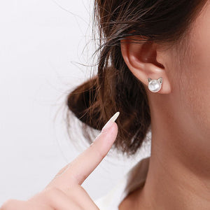 Freshwater Pearl Cat Wedding Stud Earrings - Perimade & Co.