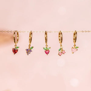 Fruit Dangle Drop Small Hoop Earrings - Perimade & Co.