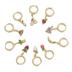 Fruit Dangle Drop Small Hoop Earrings - Perimade & Co.