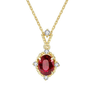 Garnet Red CZ Oval Pendant Necklace - Perimade & Co.