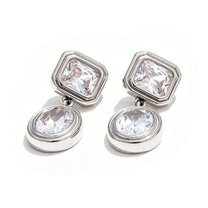 Geometric Bezel Moissanite Drop Stud Earrings - Perimade & Co.