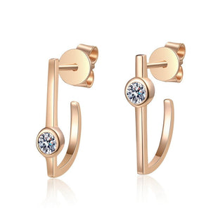 Geometric Bezel Moissanite J Hoop Earrings - Perimade & Co.