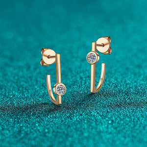 Geometric Bezel Moissanite J Hoop Earrings - Perimade & Co.