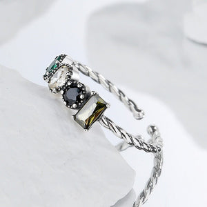 Geometric Colorful CZ Twisted Stacking Ring - Perimade & Co.