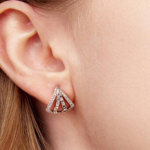 Geometric Conical Textured CZ Stud Earrings - Perimade & Co.