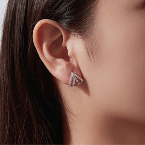 Geometric Conical Textured CZ Stud Earrings - Perimade & Co.
