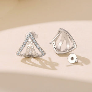 Geometric Conical Textured CZ Stud Earrings - Perimade & Co.