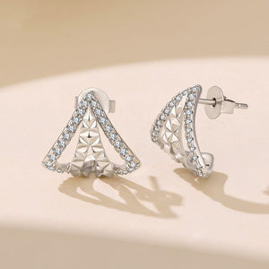 Geometric Conical Textured CZ Stud Earrings - Perimade & Co.