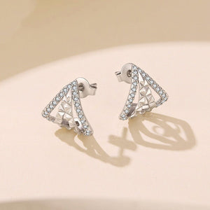 Geometric Conical Textured CZ Stud Earrings - Perimade & Co.