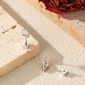 Geometric Kite Moissanite Heart Stud Earrings - Perimade & Co.