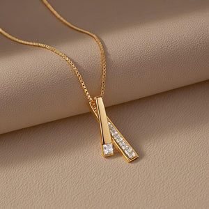 Geometric Layered Double Bar Charm Necklace - Perimade & Co.