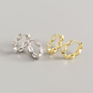 Geometric Marquise CZ Huggie Hoop Earrings - Perimade & Co.