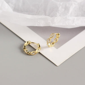Geometric Marquise CZ Huggie Hoop Earrings - Perimade & Co.