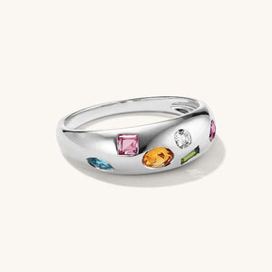 Geometric Multicolor Crystal Dome Band Ring - Perimade & Co.
